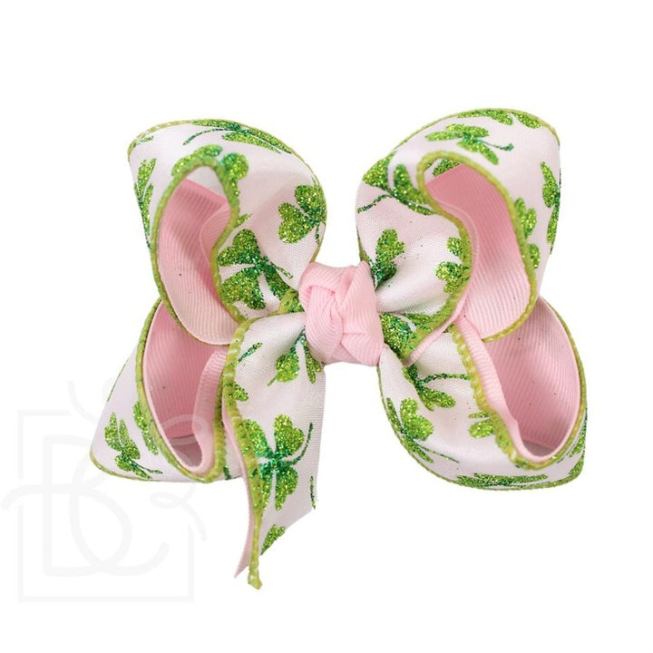 St. Patrick's Clover Glitter Bow by Beyond Creations (2 Sizes)