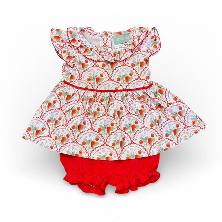 Strawberries Ruffle Neck Bloomer Set by Sage & Lily