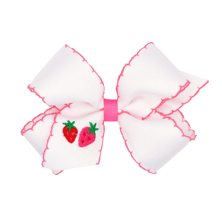 Strawberry Embroidered on Moonstitch Bow by Wee Ones (2 sizes)