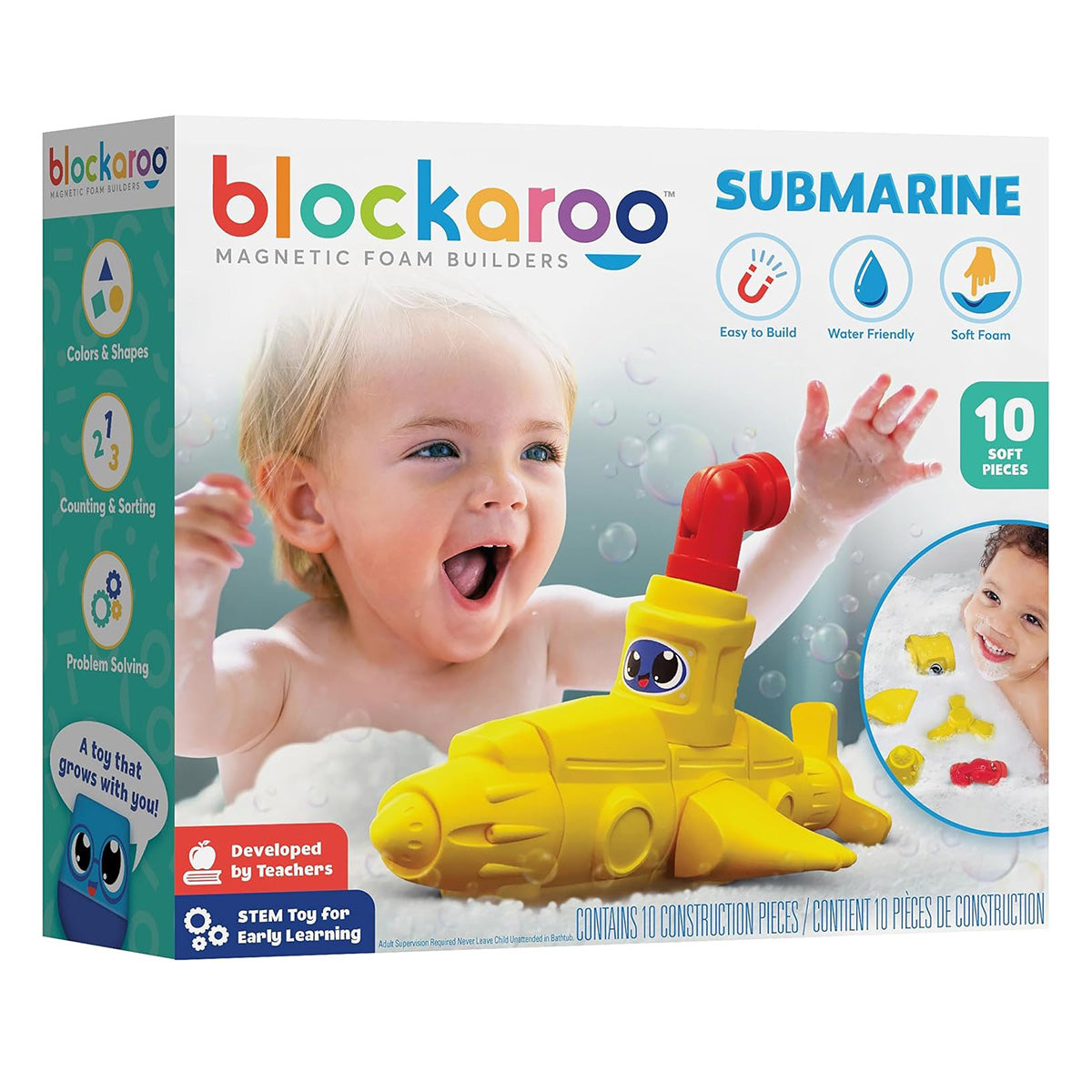 Blockaroo Patterns Blockaroo Submarine Magnetic Foam Blocks Set (Age 3+) – Purple Butterfly