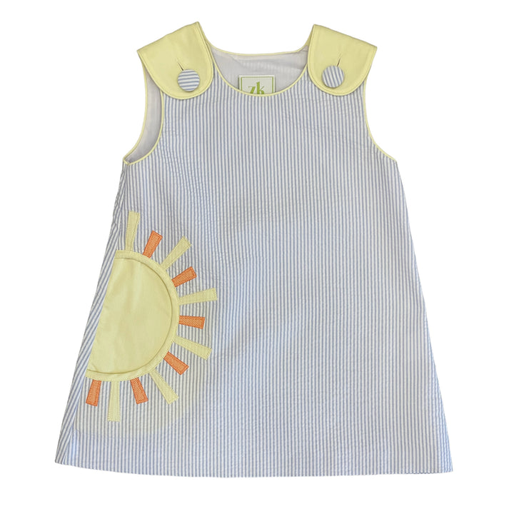 Zuccini Sun Pocket on Light Blue Seersucker Blythe Dress