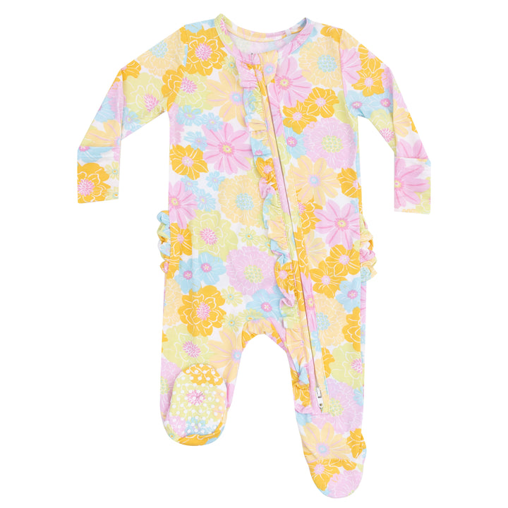 Sunny Dahlias Ruffle Footie by Angel Dear