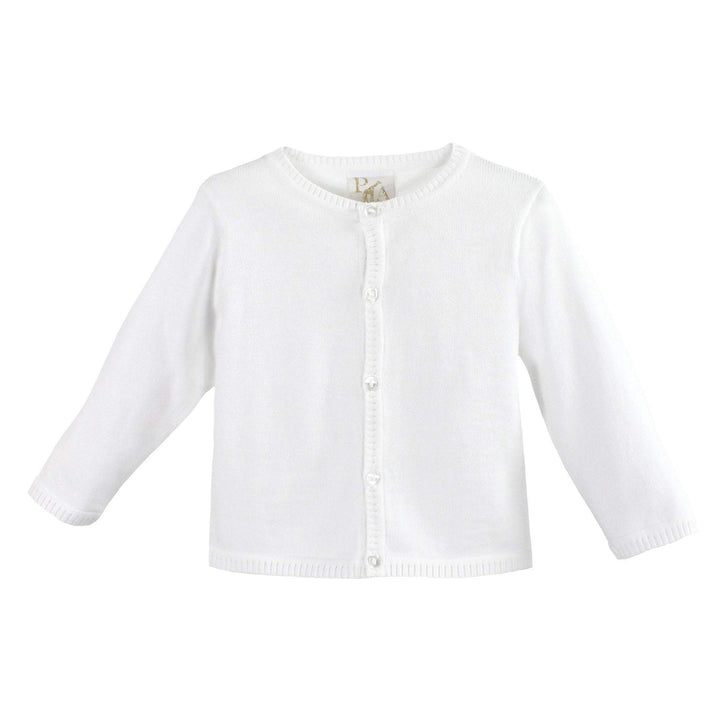 White Unisex Cardigan Sweater by Petit Ami