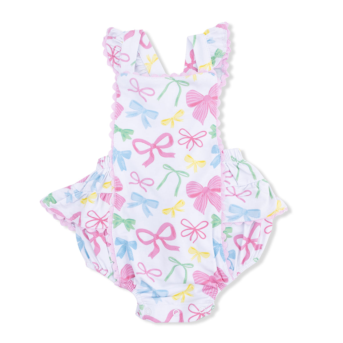 Sweet Bows Ric Rac Ruffle Sunsuit by Angel Dear