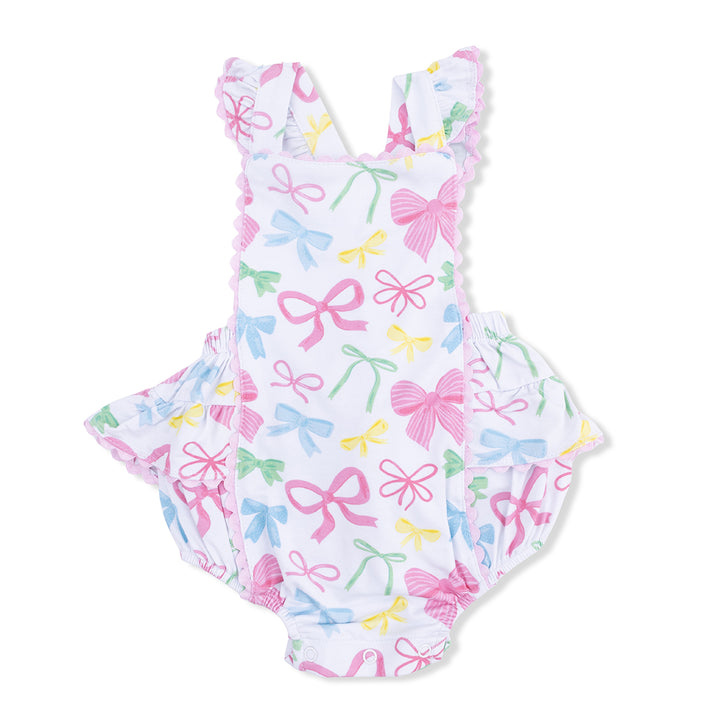 Sweet Bows Ric Rac Ruffle Sunsuit by Angel Dear