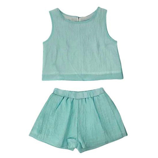 Teal 2-Piece Tank and Shorts Set by ML Kids