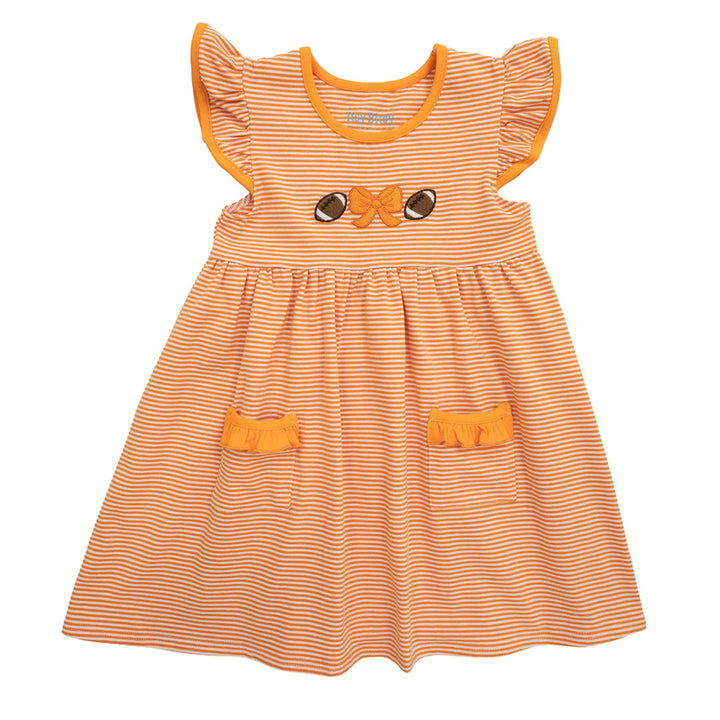 Orange Footballs and Bow Dress by Itsy Bitsy