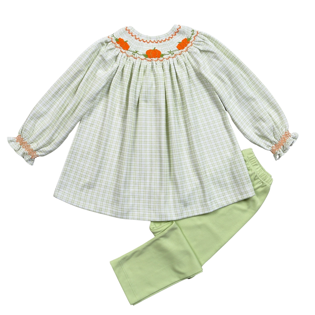 Pumpkin Hand-Smocked Pima Pants Set by Baby Loren