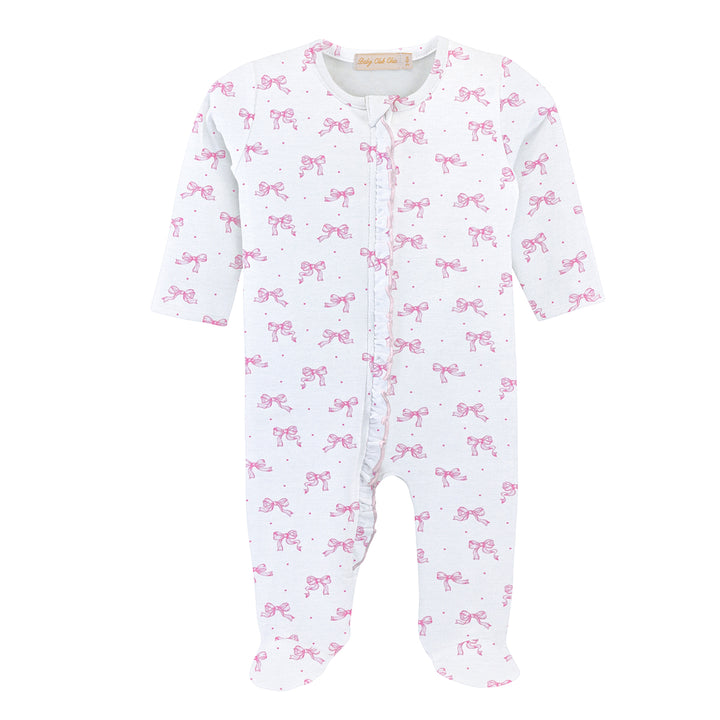 Tiny Pretty Bows Zipper Footie with Ruffles by Baby Club Chic