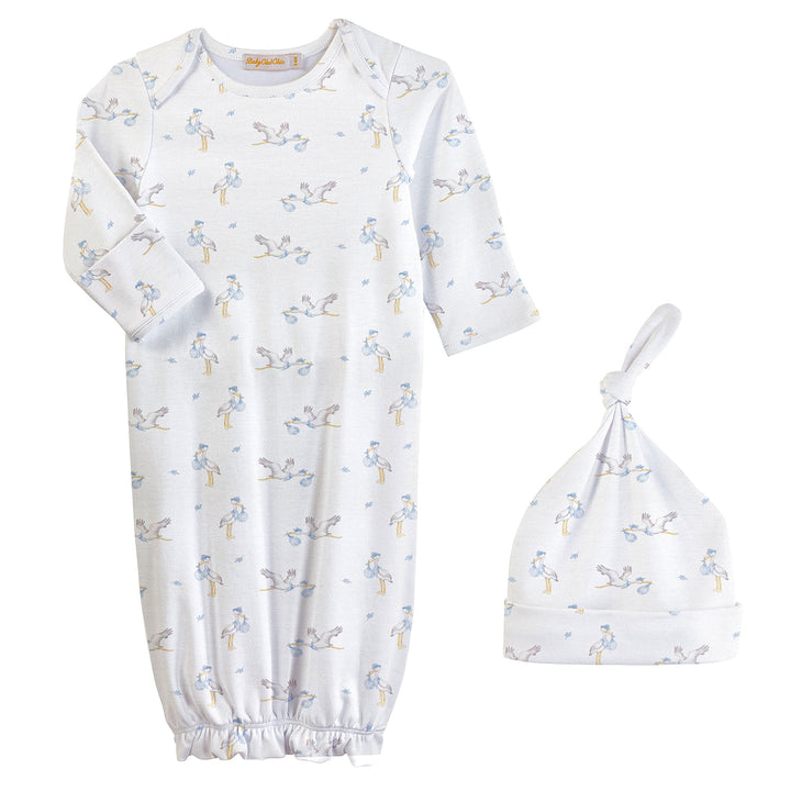 Tiny Storks Boy Gown and Hat Set by Baby Club Chic