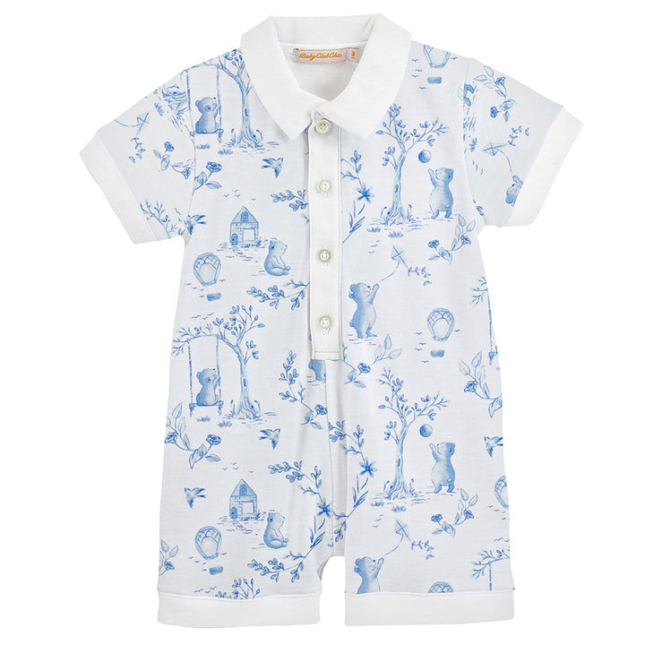 Toile du Jouy Blue Romper by Baby Club Chic