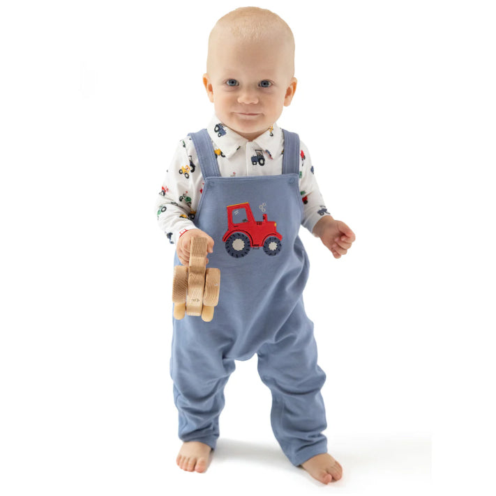 Tractors Henley Top and Overalls with Tractor Applique by Angel Dear