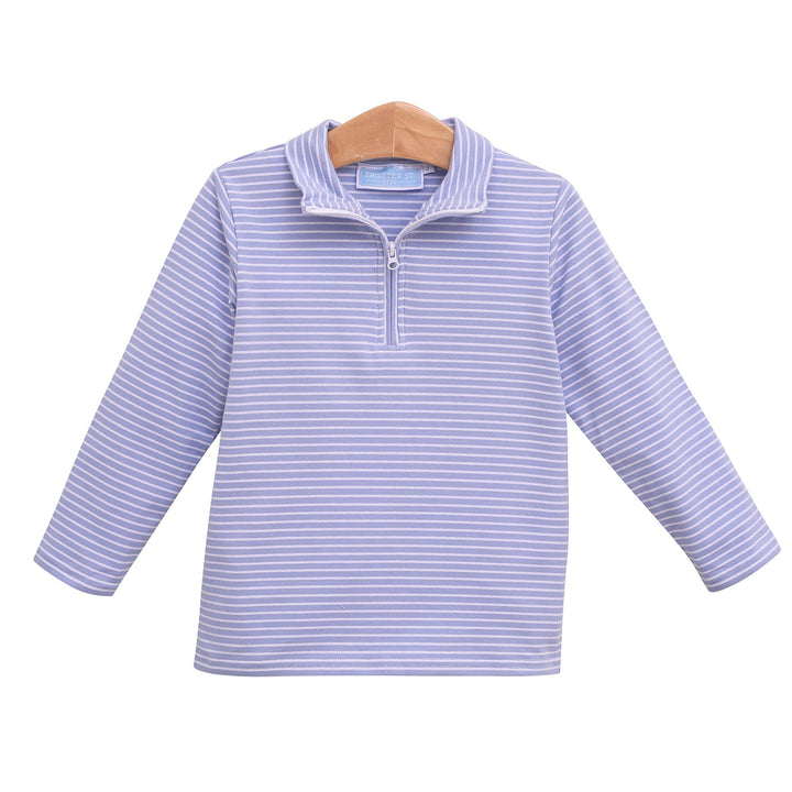 Steel Blue Stripe Tucker Pullover by Trotter Street Kids