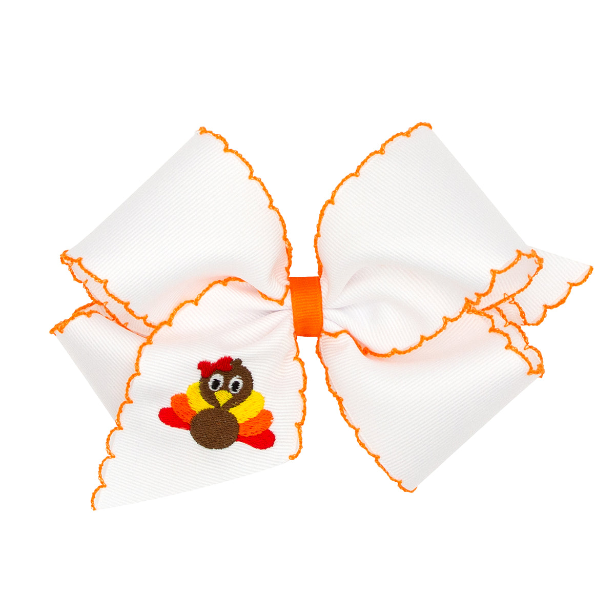 Turkey Embroidered on Moonstitch Bow by Wee Ones (2 sizes)