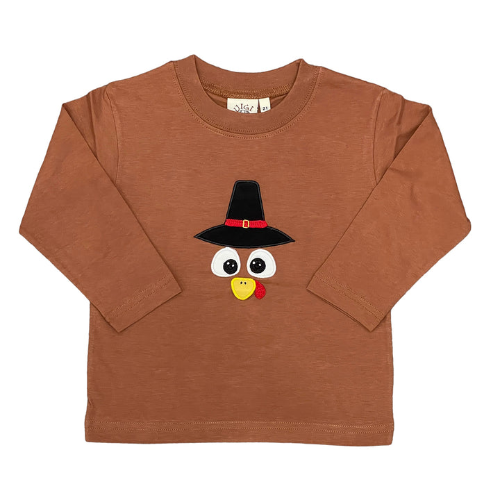 Pilgrim Turkey Face with Hat Brown Long Sleeve Top by Luigi