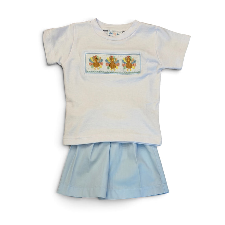 Turkeys Smocked Boy Short Set by LuLu BeBe