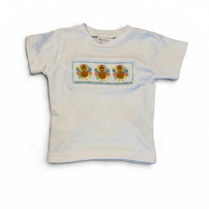 Turkeys Smocked Boy Short Sleeve Shirt by LuLu BeBe