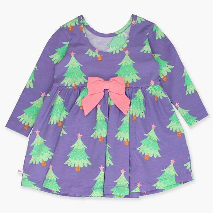 Purple Twinkling Trees Knit Twirl Dress by RuffleButts