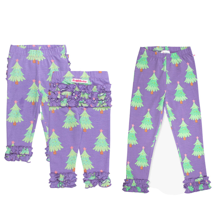 Purple Twinkling Trees Leggings by RuffleButts