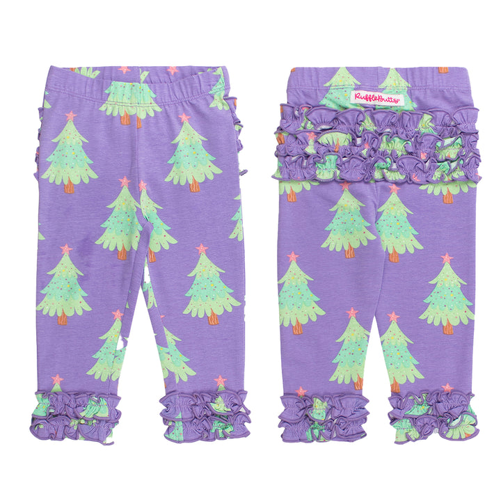 Purple Twinkling Trees Leggings by RuffleButts