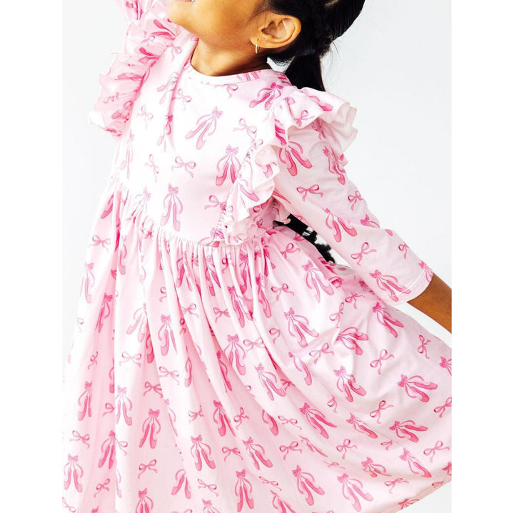 Twirling en Pointe Ruffle Sleeve Twirl Dress by Mila & Rose