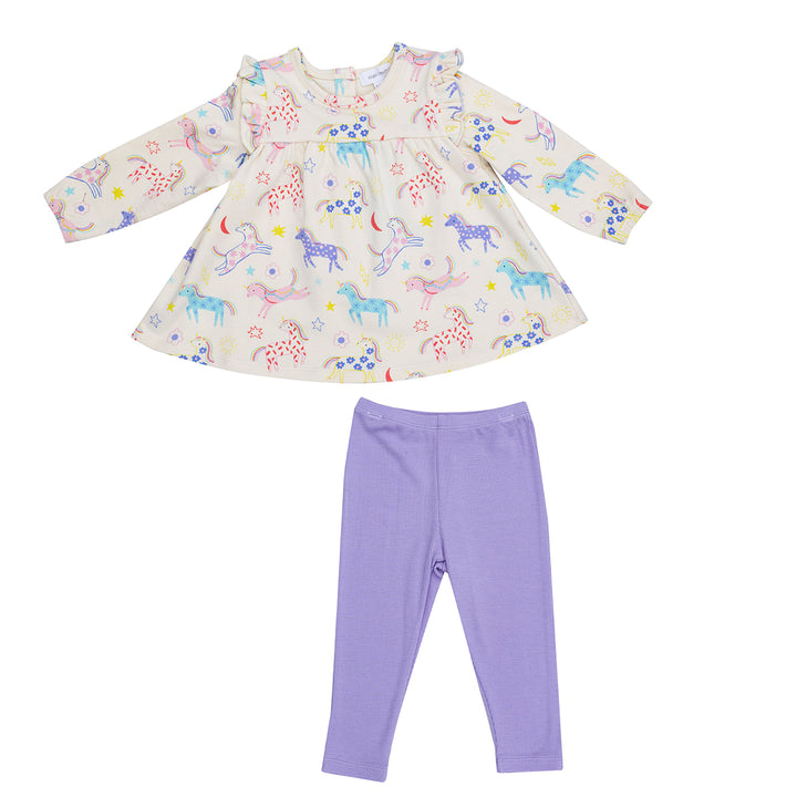 Fun Unicorns Ruffle Top Tunic and Rib Legging Set by Angel Dear