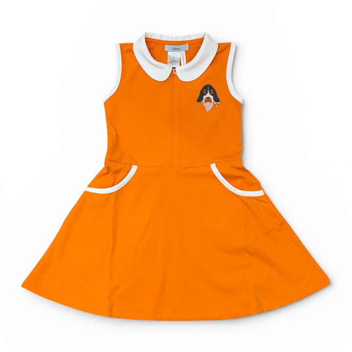 Hound Dog on Orange Dress by Ishtex