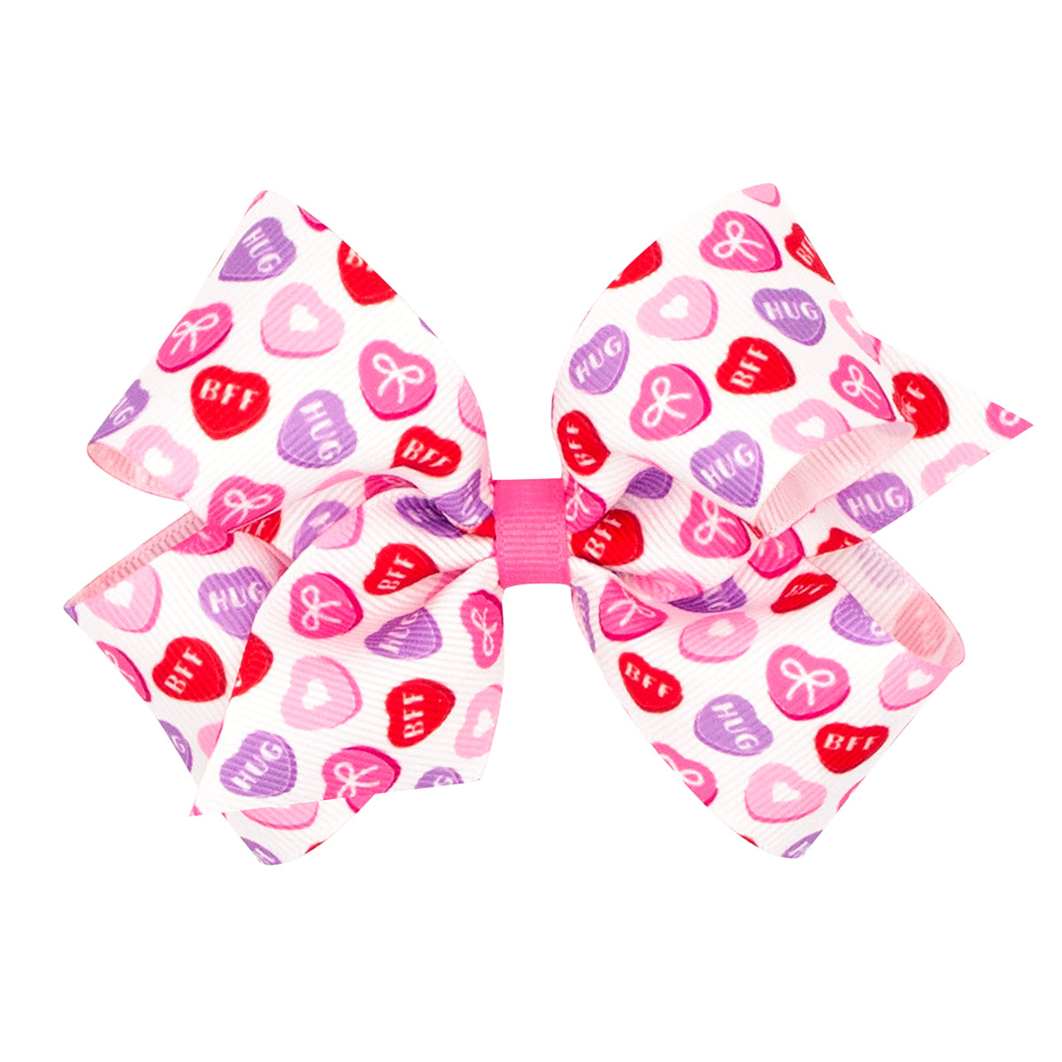 Conversation Hearts Print Grosgrain Bow by Wee Ones (2 Sizes)