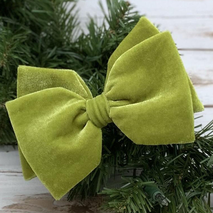 Grinch Green Velvet Bow Christmas Tree Ornament