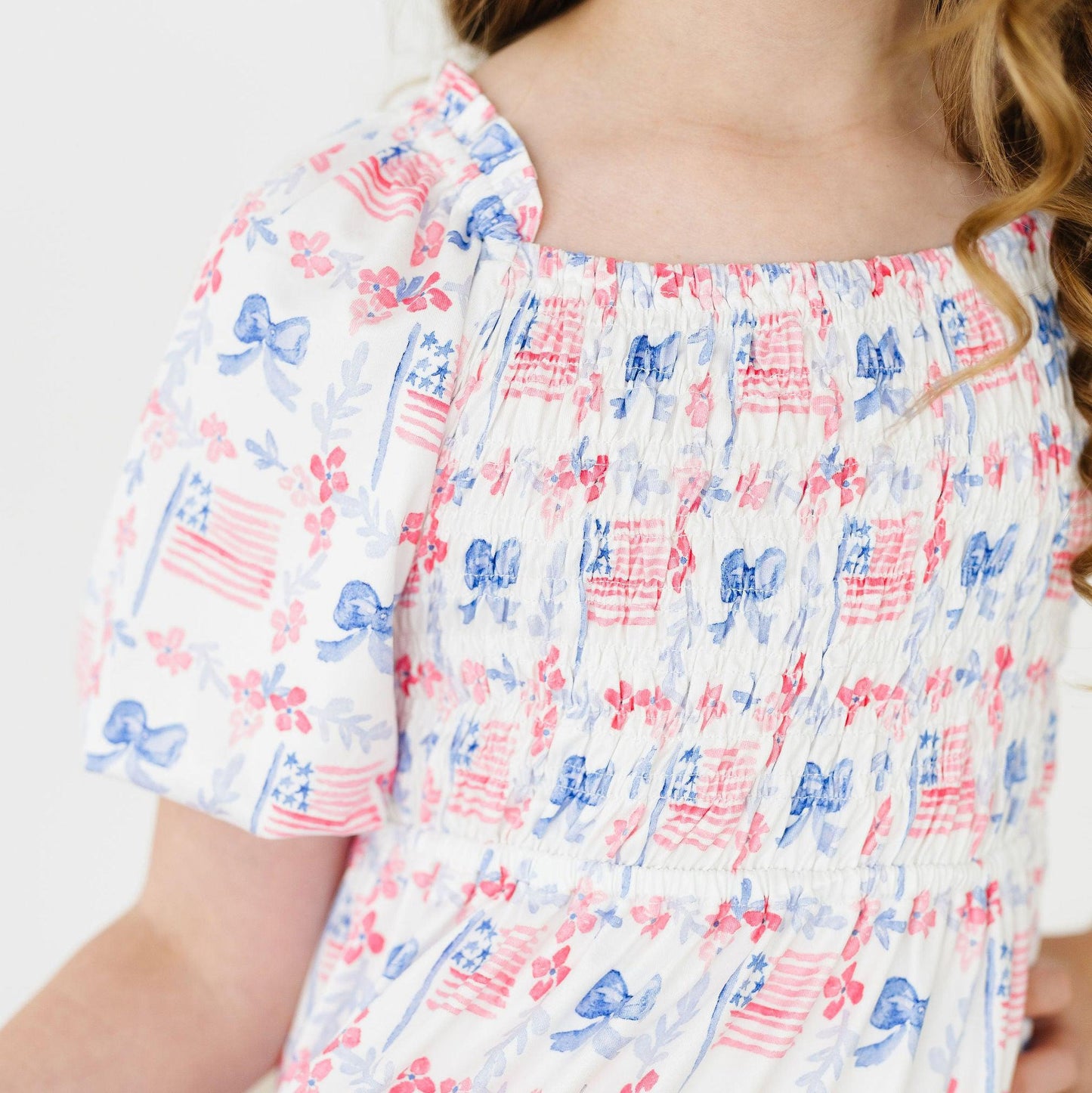 Vintage Flags Smocked Ruffle Dress by Mila & Rose