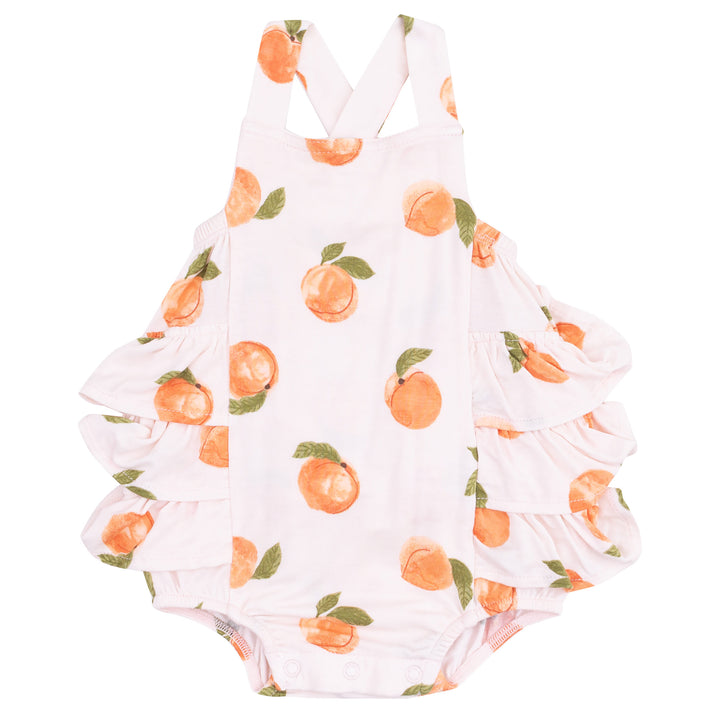 Watercolor Peaches Ruffle Sunsuit by Angel Dear