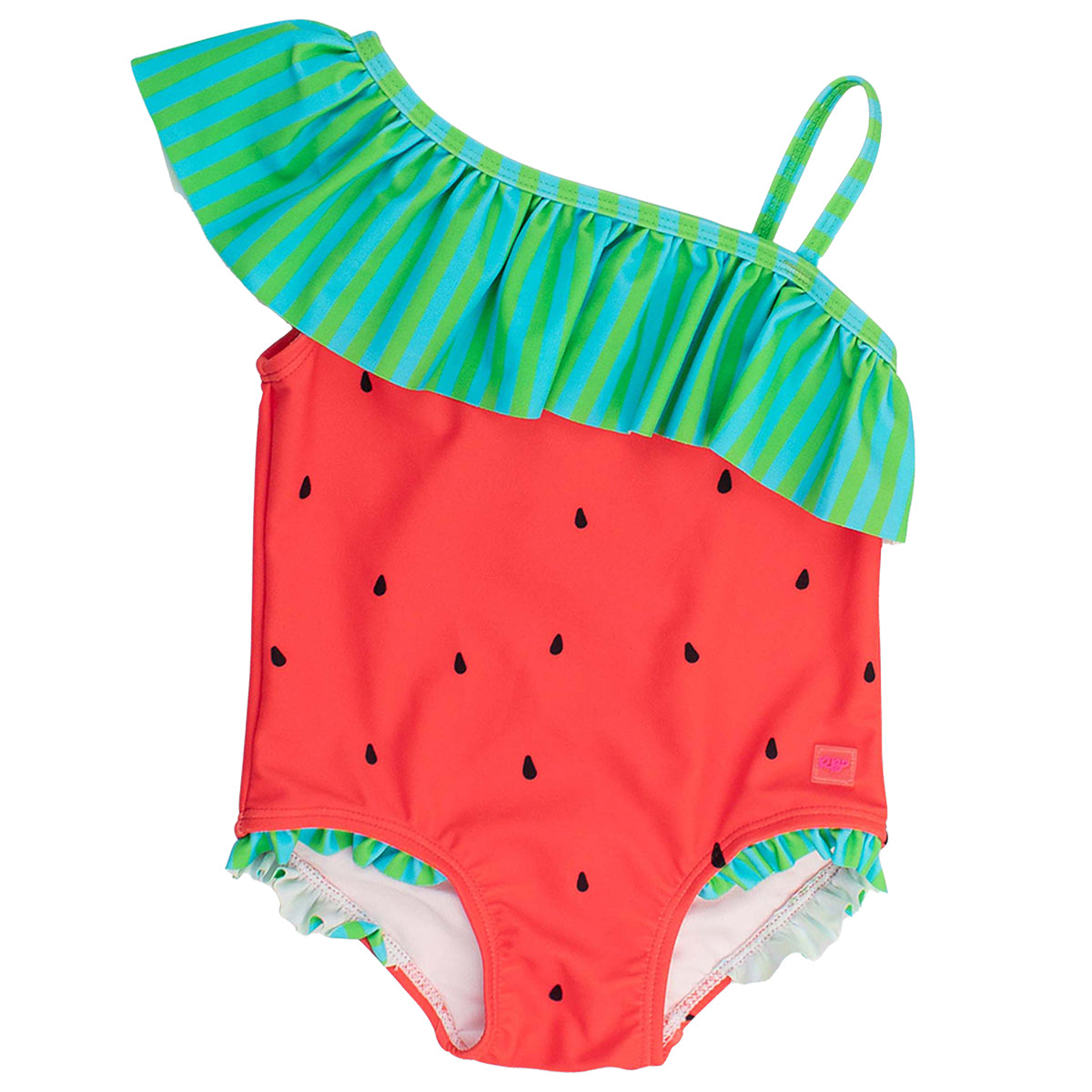 Watermelon One-Shoulder Ruffle Swimsuit by RuffleButts