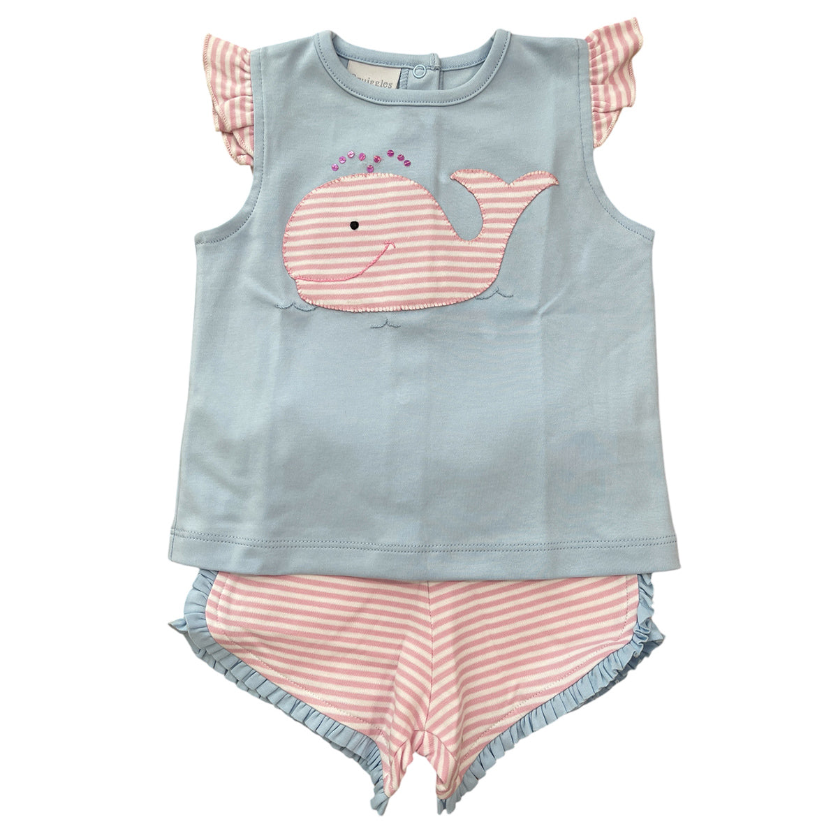 Whale Applique Short Set by Squiggles