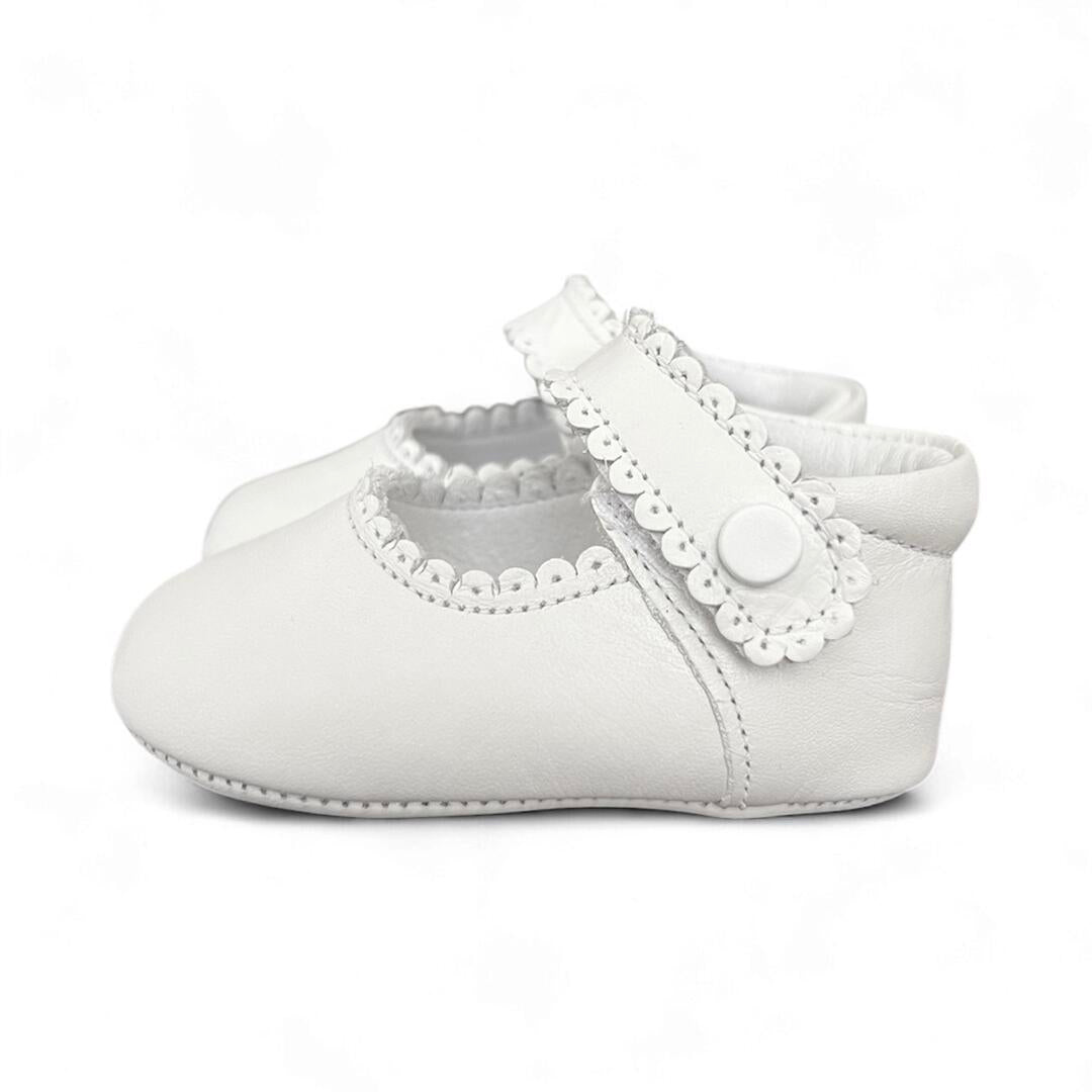 White Leather Sophie Baby Shoe by Nomandino