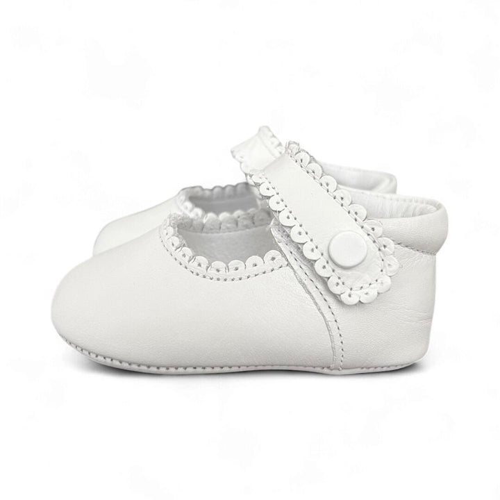 White Leather Sophie Baby Shoe by Nomandino