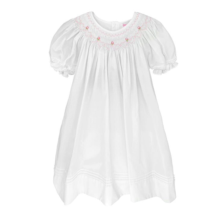 White Daygown with Heart Smocking and Hat by Petit Ami - Newborn