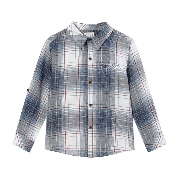 White / Denim /Red Plaid Woven Shirt by Me & Henry