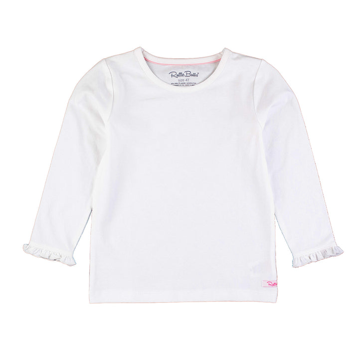 White Knit Long-Sleeve Ruffle Layering Tee by RuffleButts