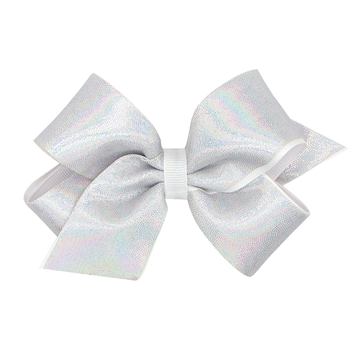 White Mirror Dot and Grosgrain Overlay Bow by Wee Ones (2 sizes)