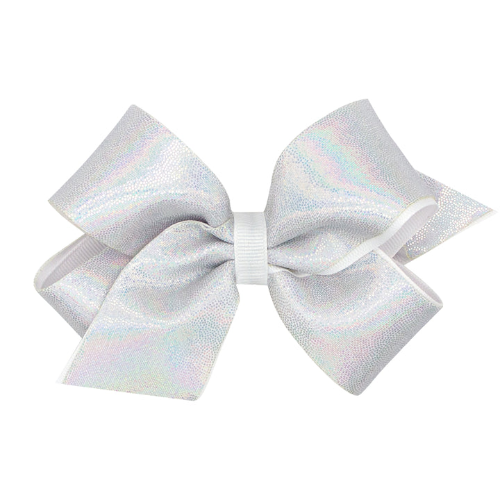 White Mirror Dot and Grosgrain Overlay Bow by Wee Ones (2 sizes)