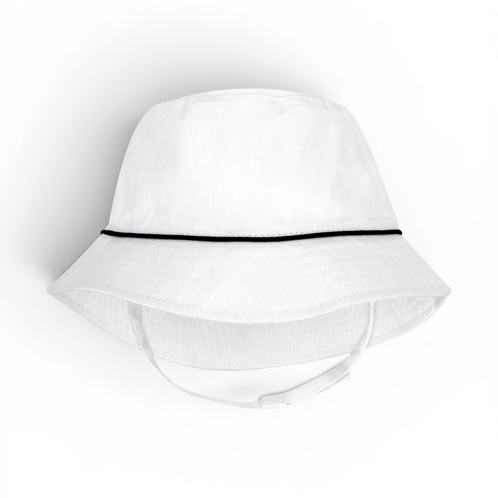 White with Navy Band Bucket Sun Hat by Wee Ones