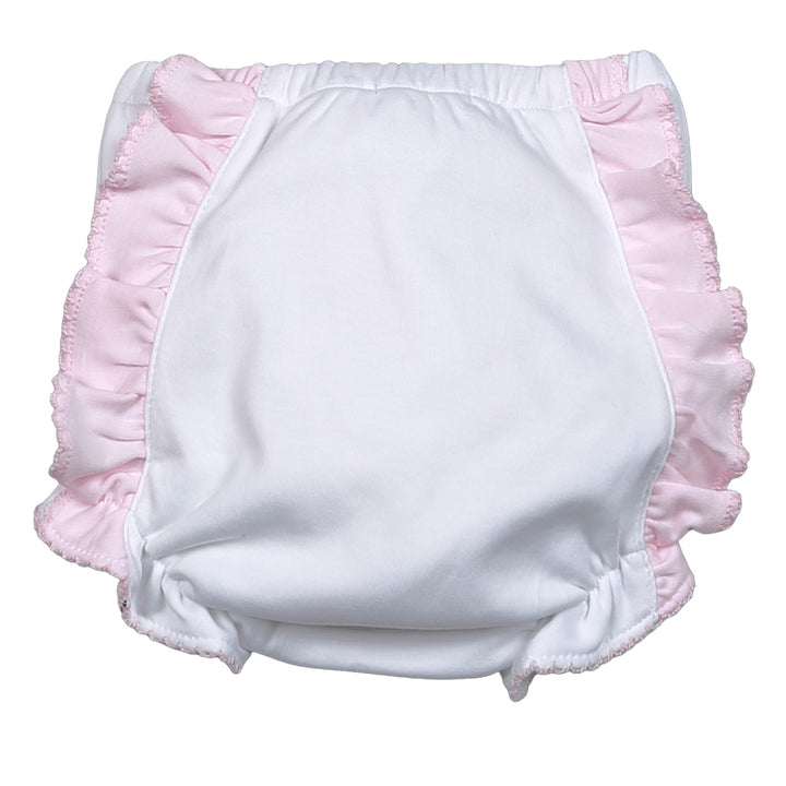 White and Pink Ruffle Bloomers by Baby Loren