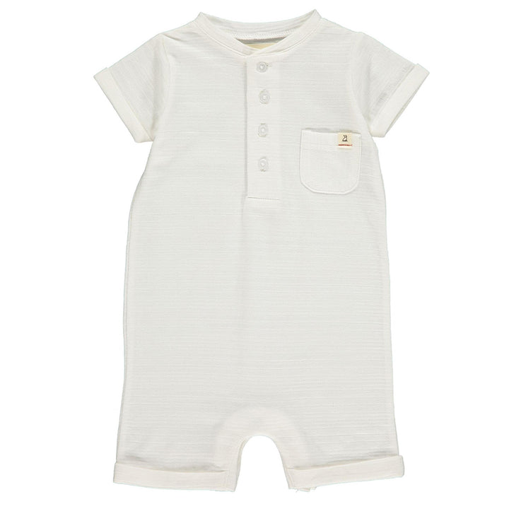 White Ribbed Henley Romper by Me & Henry