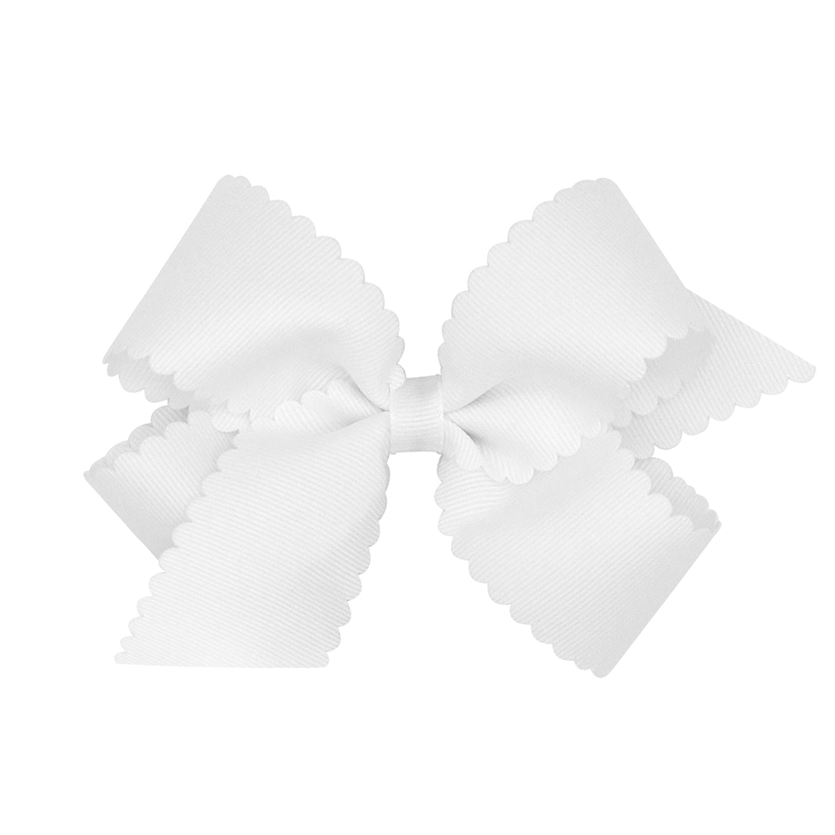 White Grosgrain Bow with Scalloped Edge by Wee Ones (2 Sizes)