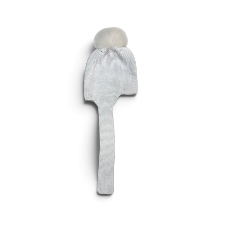 White Wide-Tie Aviator Hat with Pom by Mi Lucero