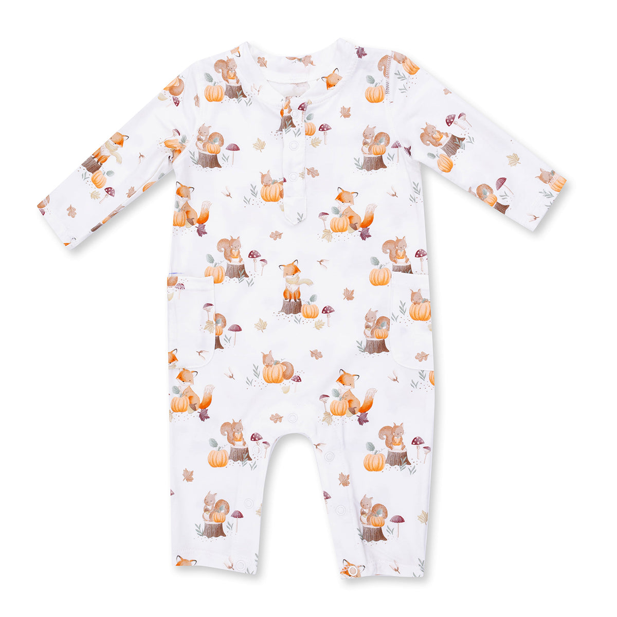 Woodland Animals with Pumpkins Romper by Angel Dear