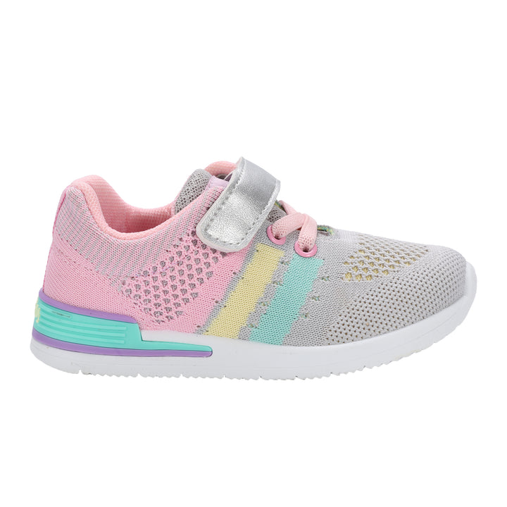 Oomphies Wynn Girl's Tennis Shoe - Silver / Pink / Turquoise
