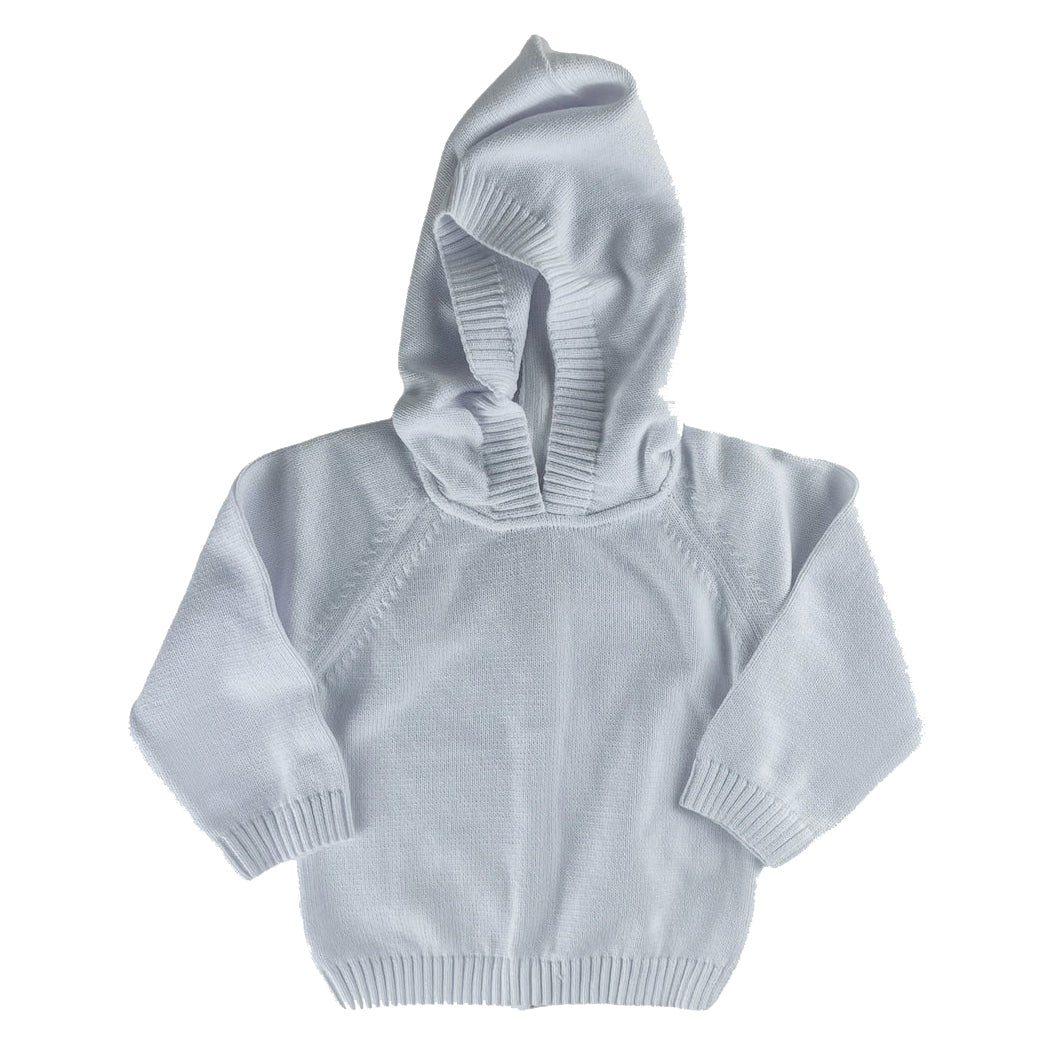 White Zip-Back Hooded Sweater with Raglan Sleeves by Soft Idea