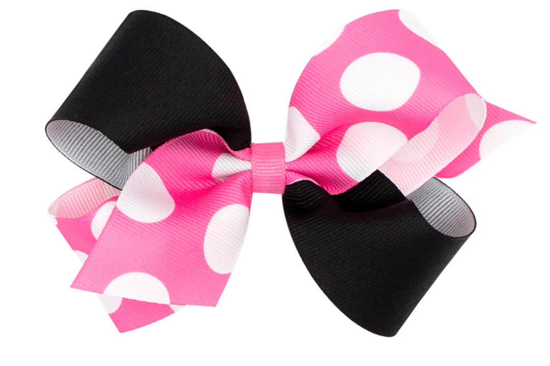 Wee Ones Pink Dot Grosgrain Bow (2 sizes)