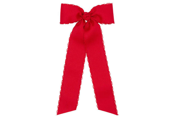 Wee Ones Bow - Red Moonstitch w/ Streamer Tails (2 sizes)